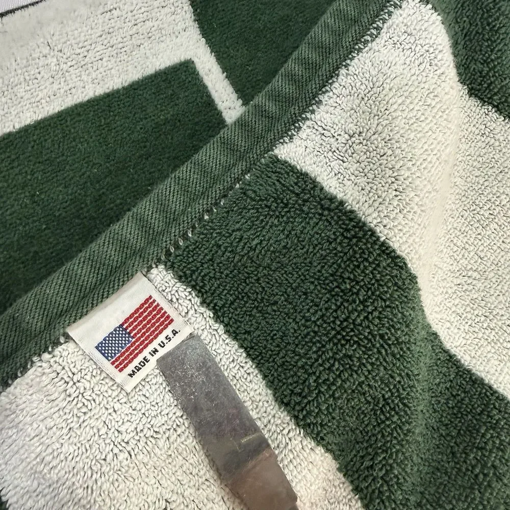 Vintage Perrier Jouet Champagne Green White Bath Beach Towel USA Made 66x30